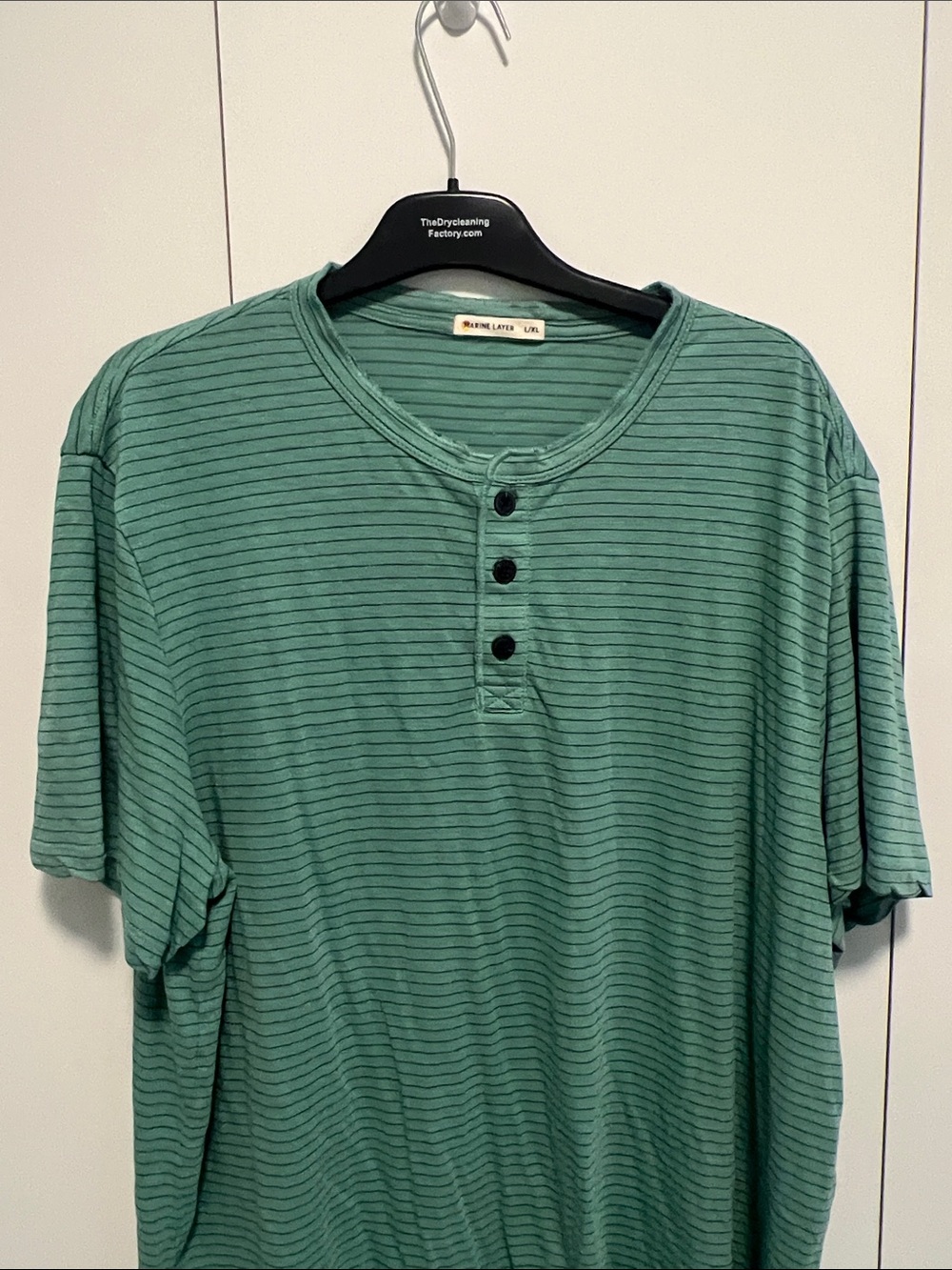 Marine Layer Green Striped Short-Sleeve Henley
